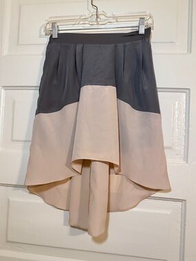 BCBGeneration High-Low Skirt in Gray & Blush w hidden pockets